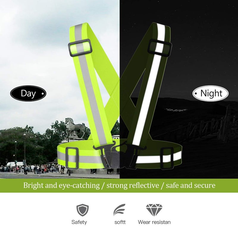 Chiwo Reflective Vest Running Gear 2Pack, High Visibility Adjustable Safety Vest for Night Cycling,Hiking, Jogging,Dog Walking, Construction Safe (Green) - Image 4